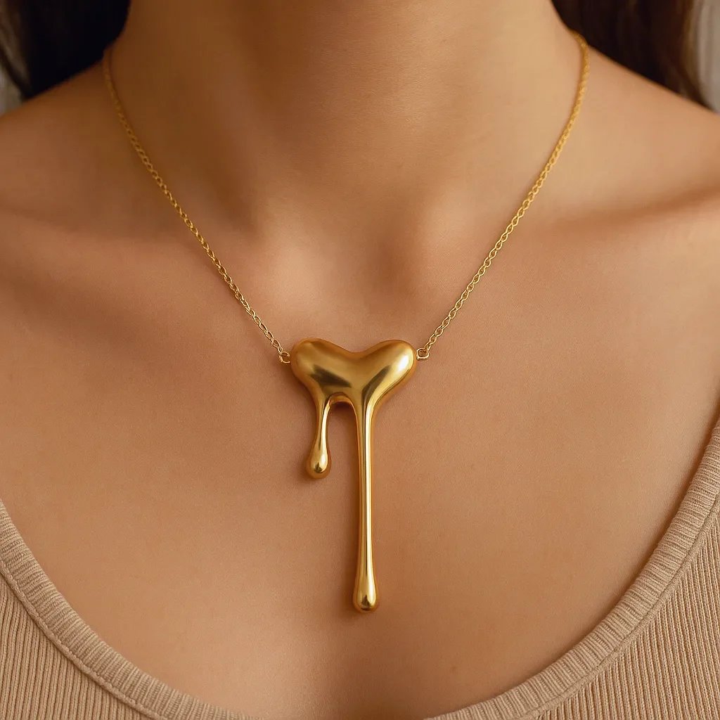 Drop Heart Necklace (Anti-Tarnish) Premium Quality + Waterproof