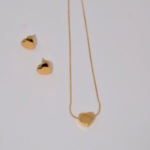 Bold Heart Necklace + Earring Premium Anti-Tarnish Set, No Fade & Waterproof