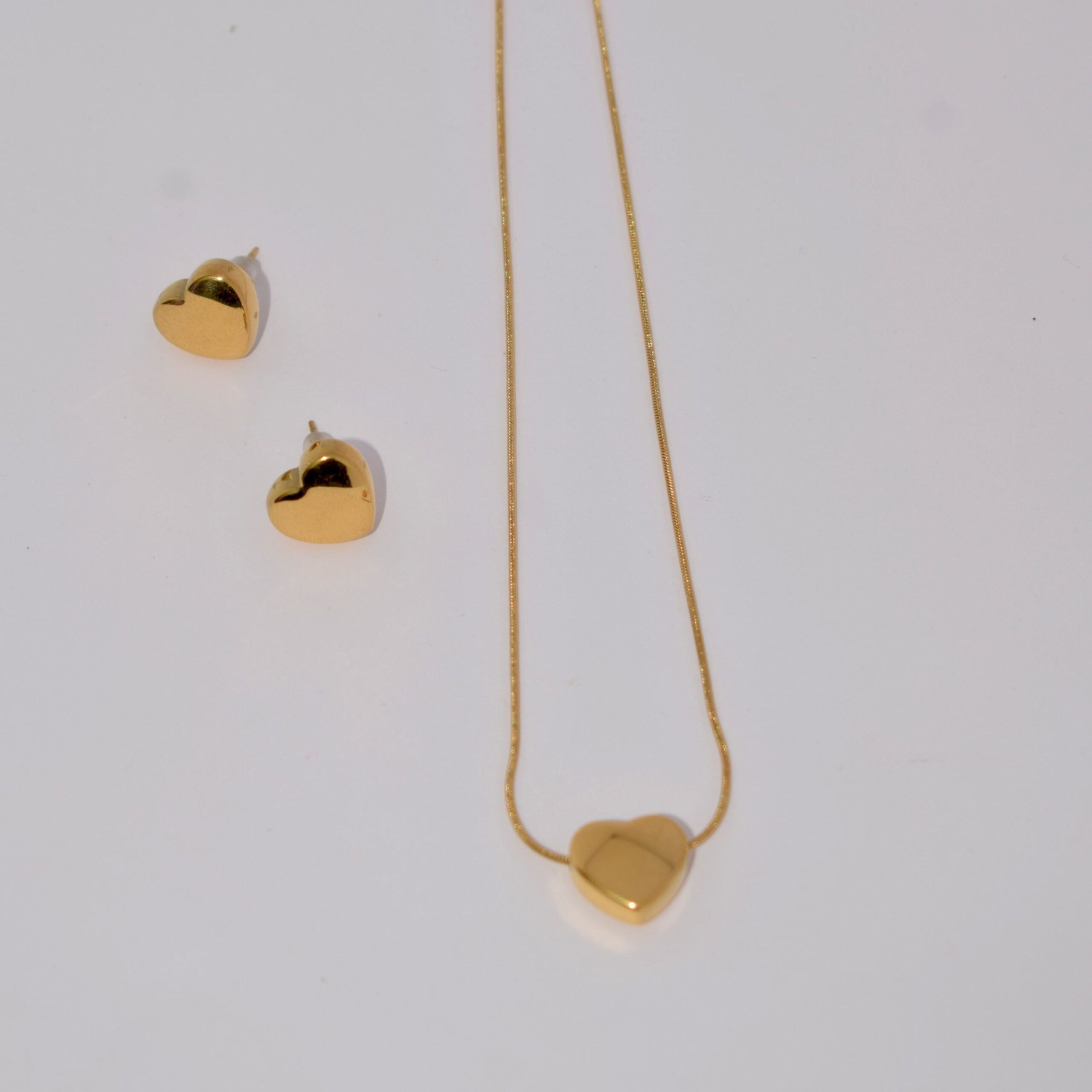 Bold Heart Necklace + Earring Premium Anti-Tarnish Set, No Fade & Waterproof